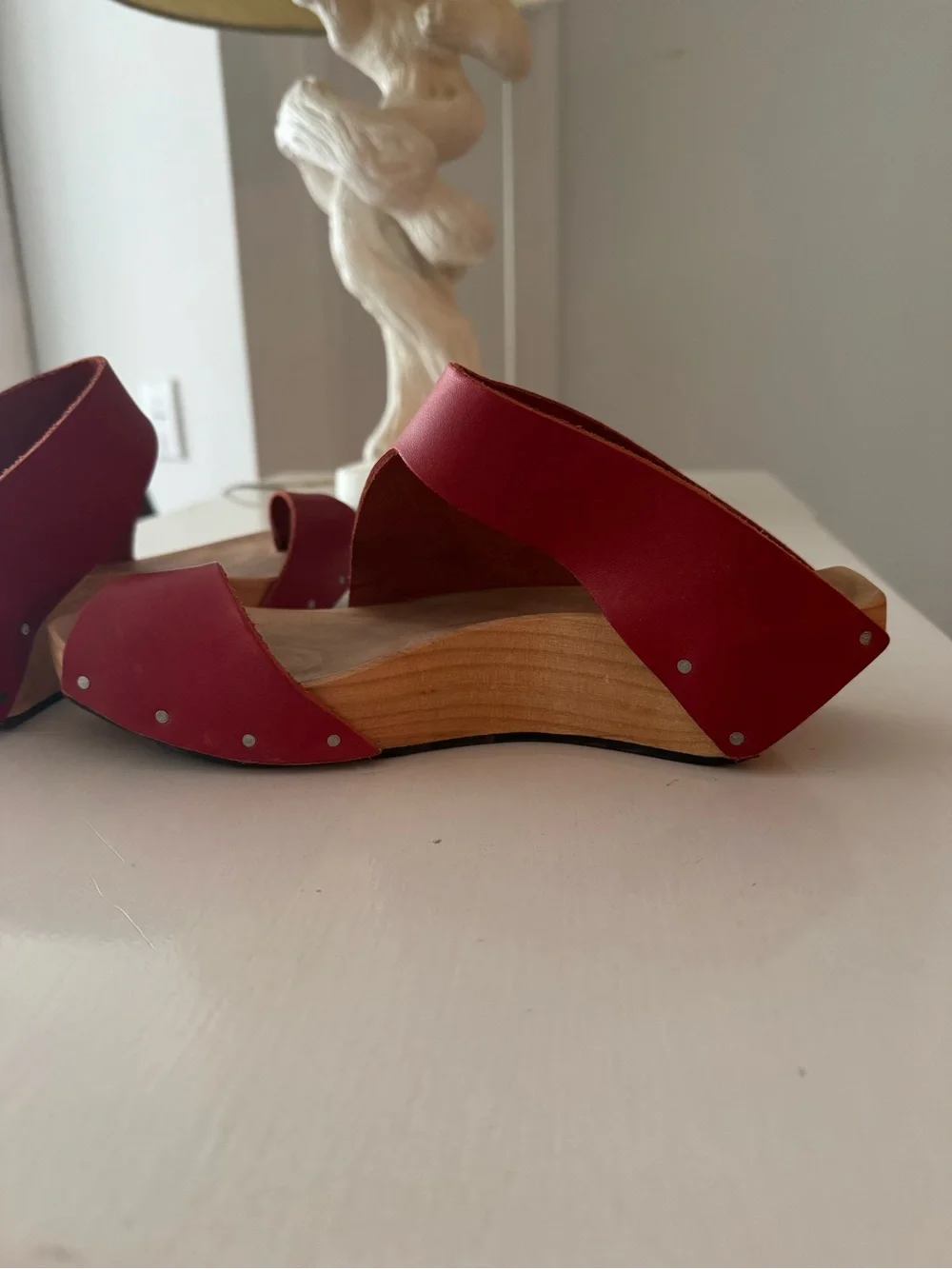 Red Platform Wedge Sandals for Women - Picture 2 of 6